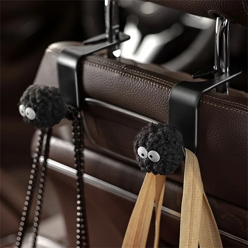 Cute Little Coal Ball Car Seat Back Hook Portable Auto Back Seat Organizer Hanger Storage Holder Auto Interior Accessories 5