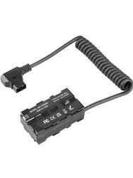 Dual - Sided NP - F550 Dummy Battery Coiled Cable with D - Tap Connector (D - Tap to Dual - sided)