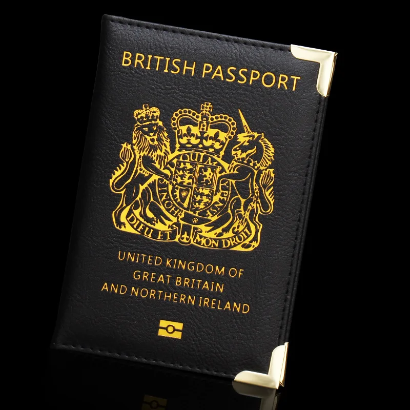 UK Women Men Travel Passport Cover Pu Leather Passport Case for United Kingdom Great Britain British Card Holder Wallet