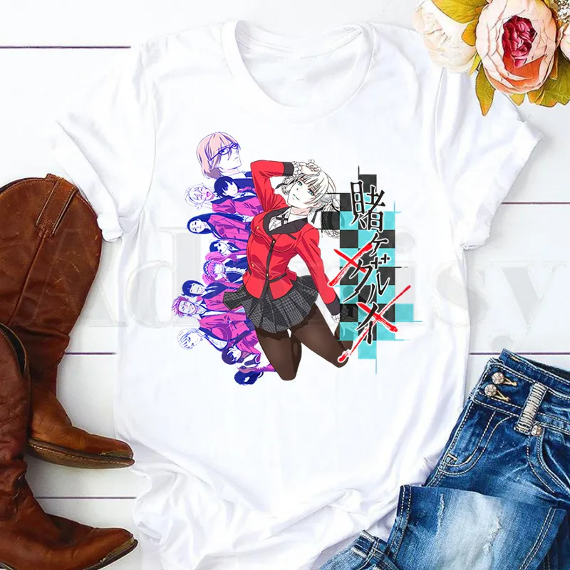 

Yumeko Jabami Kakegurui Harajuku Yomoduki Runa Short Sleeve Tops Women's T-shirt
