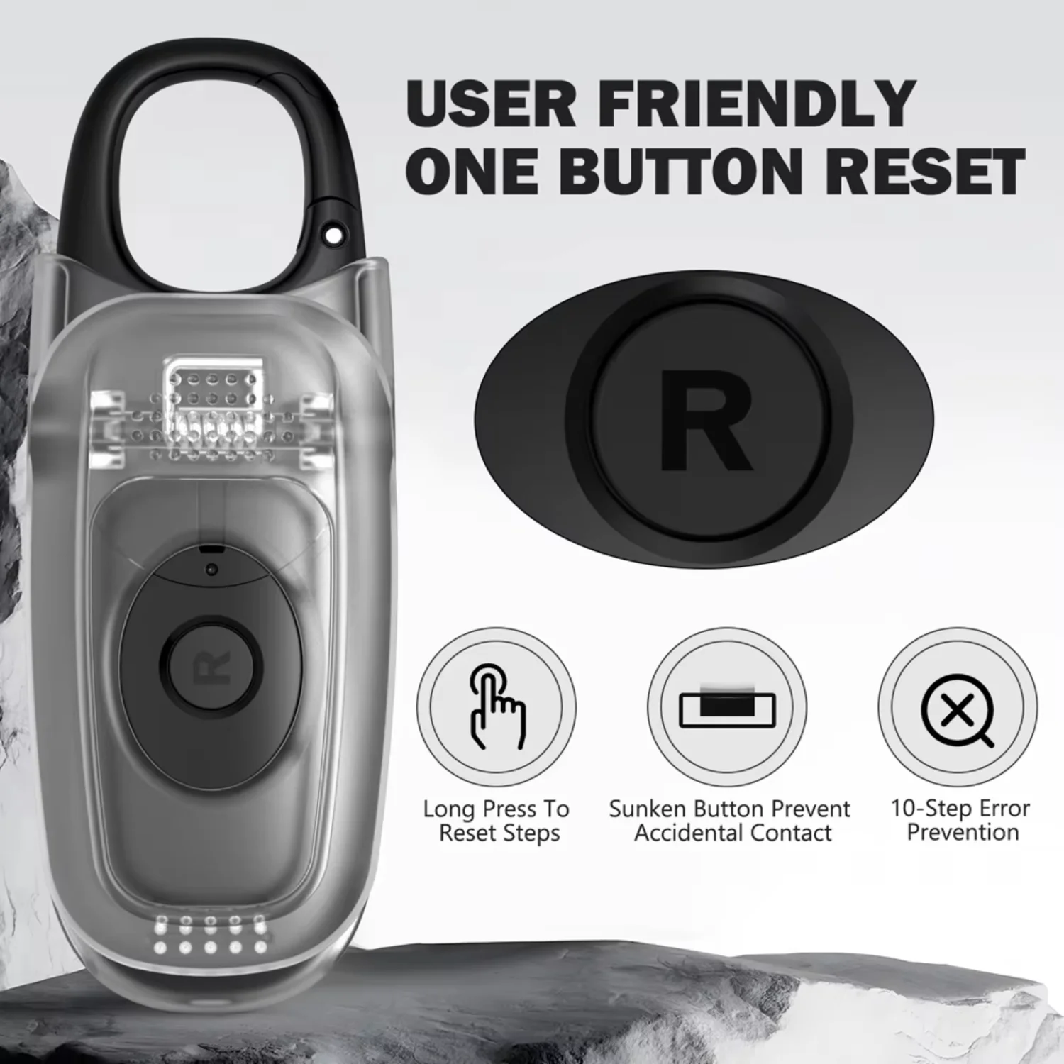 3D Pedometer Walking with Carabiner Simple Mini Step Counter Large LCD Digits Portable Walking Step Counter Men Women