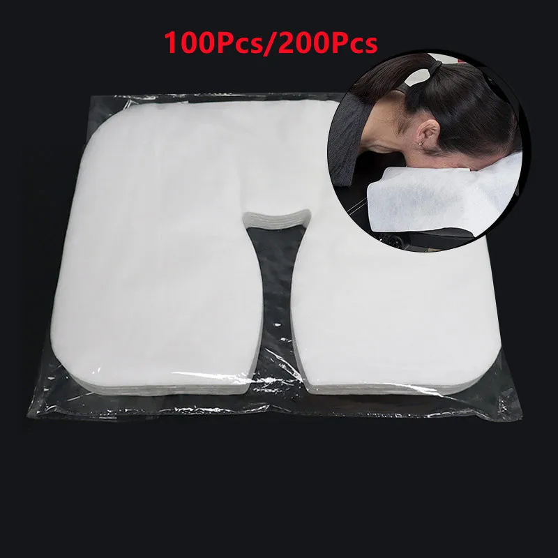 

100Pcs/200Pcs Disposable Spa Massage Cradle Table Sheets Headrest Pads Non Woven Fabric Face Pillow Hole Cover Overlay Cushion