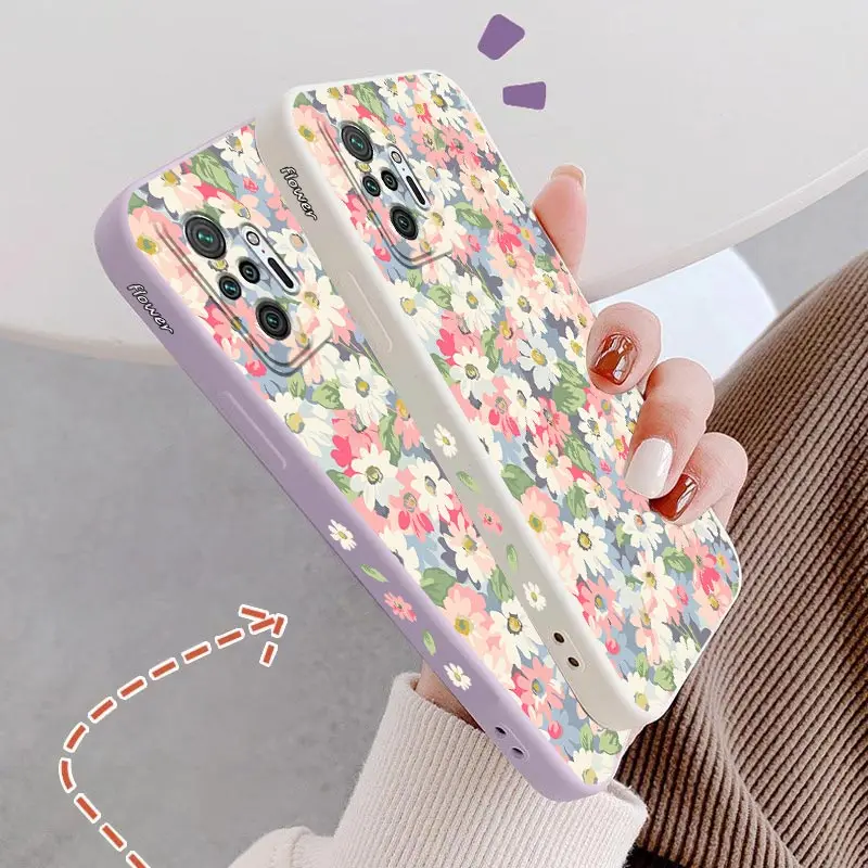 Note 10Pro Canvas Flower Silicone Phone Case For Xiaomi Redmi Note 10Pro 10S 10 11S 10T 9T 9S 12 12Pro 12S 11Pro 11 11EPro Cover — view 3