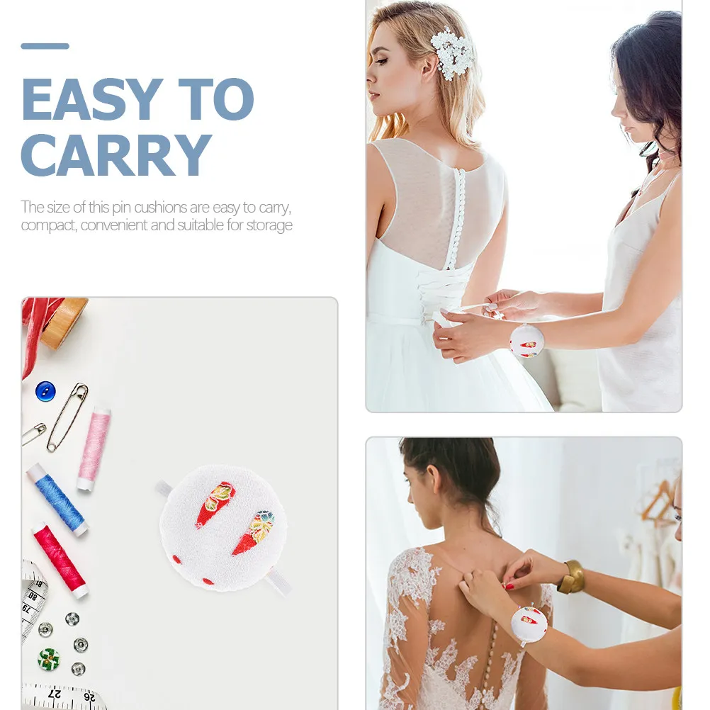 손목 스트랩이 있는 2Pcs 핀쿠션, 바느질용 작은 바늘꽂이, 크로스 스티치용, 편리한 일상용 핀쿠션, 내마모성