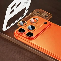 Premium Camera Lens Protector with Metal Mesh and Case Ring - Full Cover Glass with AR & AF Protection - iPhone 17 Pro (Orange)