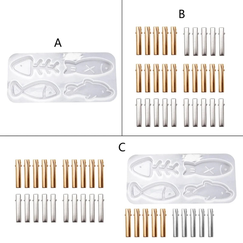 Hair Barrette Epoxy Resin Casting Molds Silicone Resin Moulds Silicone Jewelry Mould for Hair Clip Hair Barrettes Making