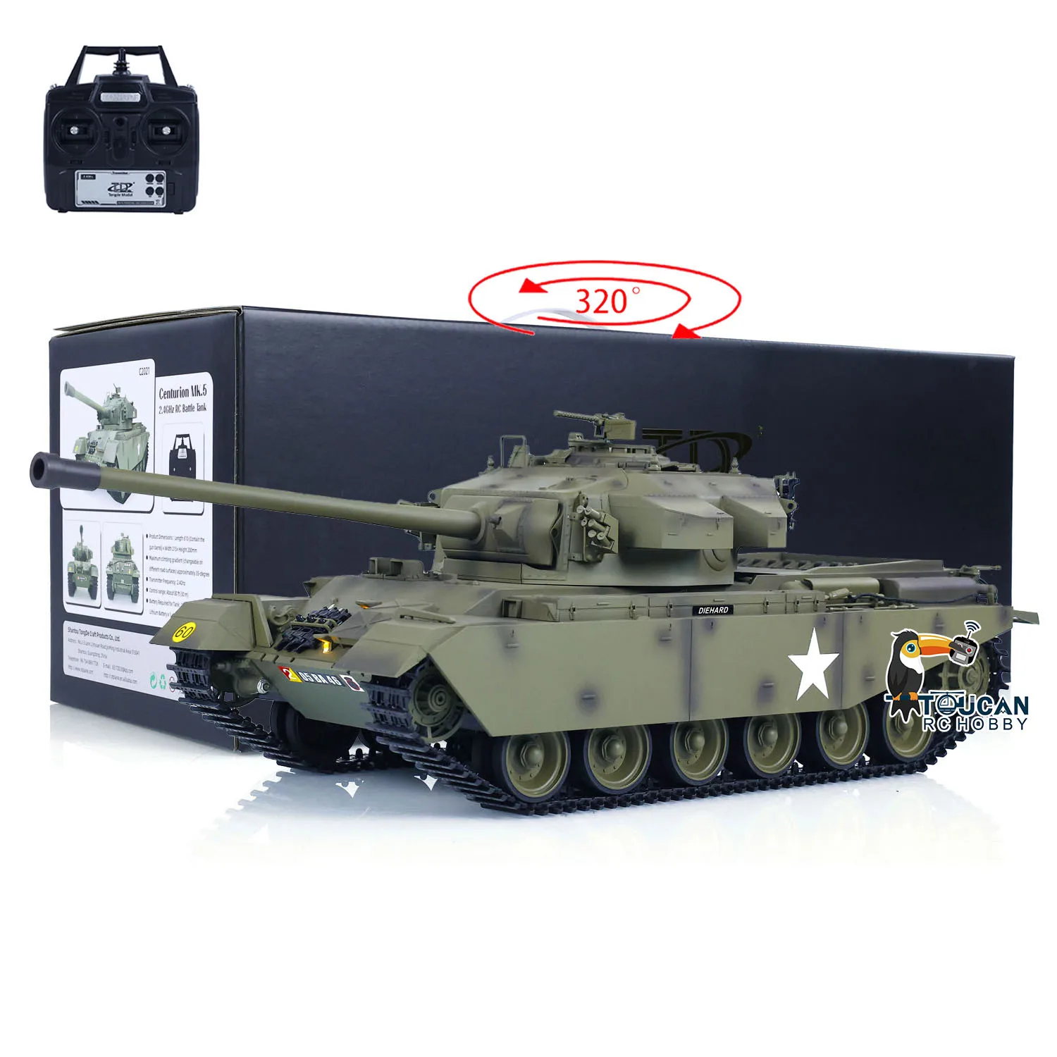 Char Centurion MK5 Tongde 1/16 en action, tirant des BB avec système infrarouge