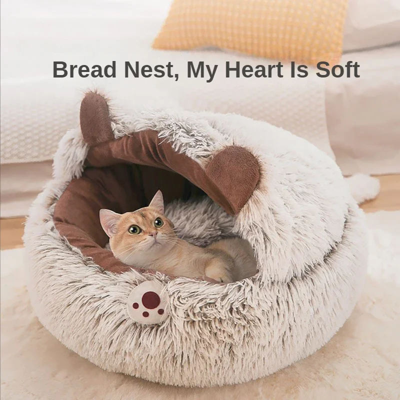 

Cat Litter Autumn and Winter Warm Semi-enclosed Cat Bed Shell Nest Four Seasons Universal Small Dog Winter Sleeping Pet Supplies