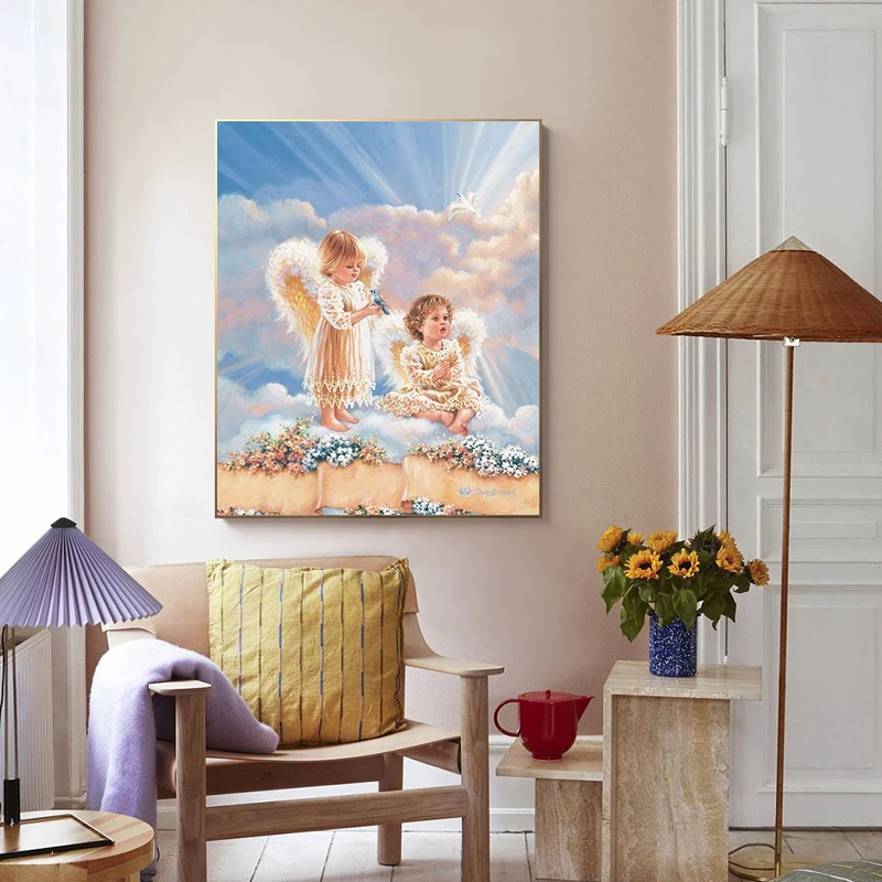 RUOPOTY 5D DIY Full Square Portrait Diamond Embroidery Angel Picture Painting Mosaic Rhinestones Kit Home Decoration