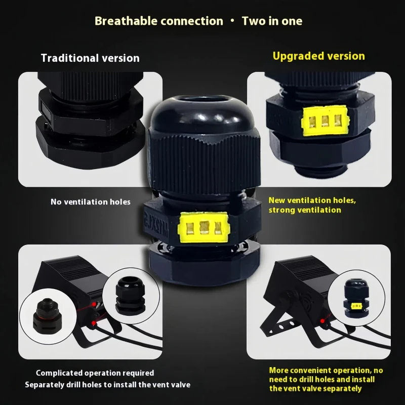 10 Pieces Nylon Plastic Cable Waterproof and Breathable Joint M12 M16 M20 Breathable Valve Respirator Gran Head Fixing Head