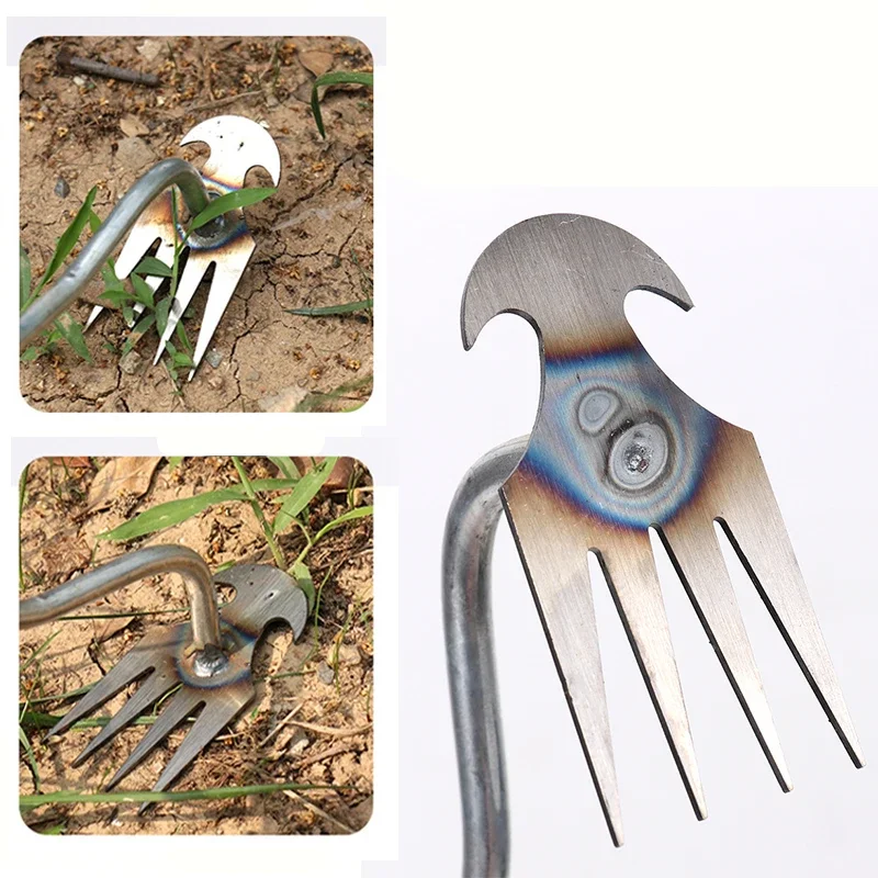 1 Grass Pot Soil Weeding Tool Manganese Steel 4/11 Tooth Manual Excavator Refurbished Garden Land Herb Supplies Easily Pulled garden weeding tool