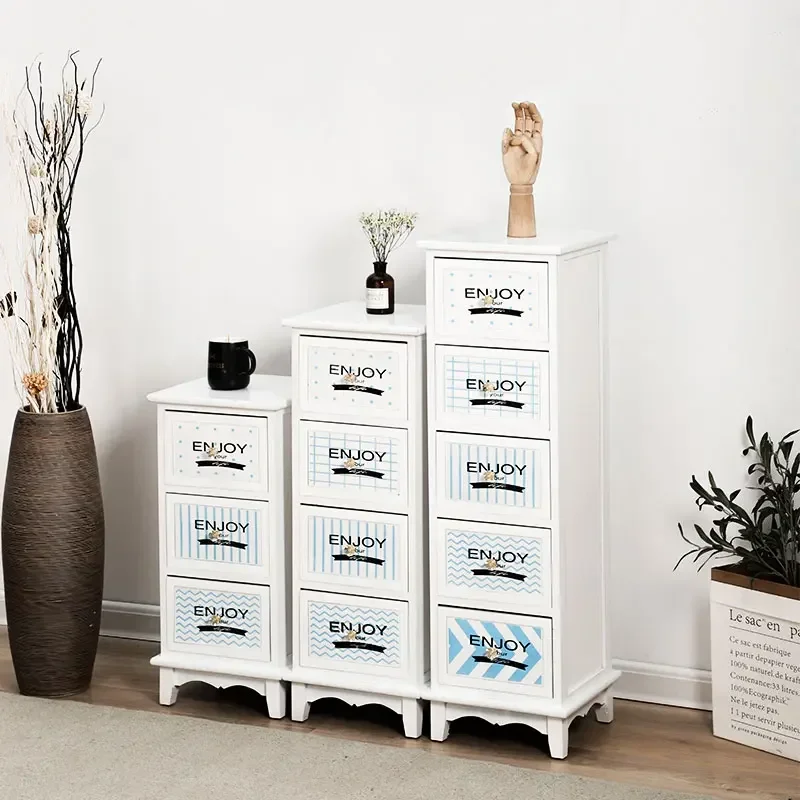 Narrow Cabinet Retro Solid Wood Multi-layer Drawer Type