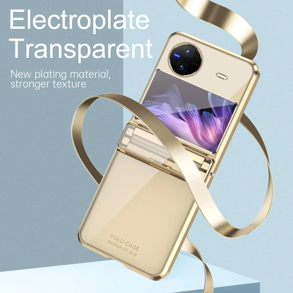 For Vivo X Flip Case Luxury Colorful Electroplated Transparent Folding Shockproof Protection Hard Back Cover Accessories
