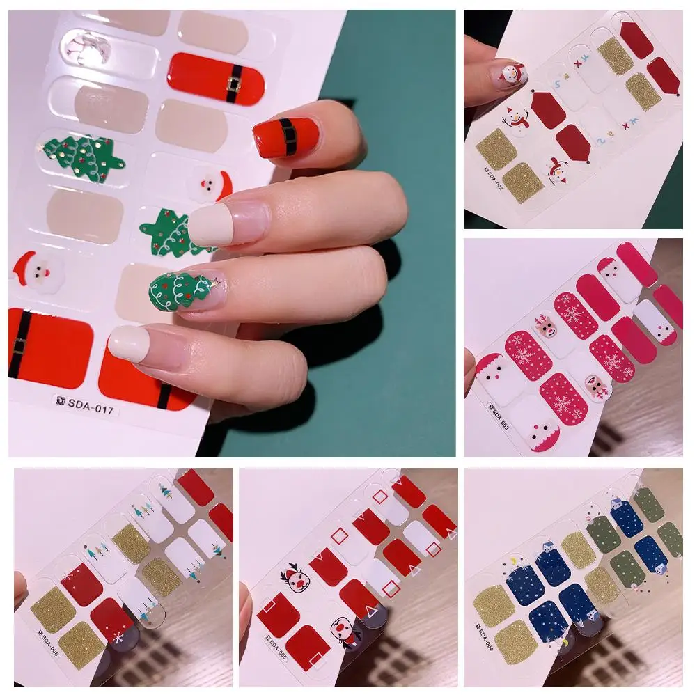 

Christmas Series Nail Polish Stickers Strips Plain Glitter Designs Tips Manicure 2023 Heart NEW Nail Art Decorations Powder B6C8
