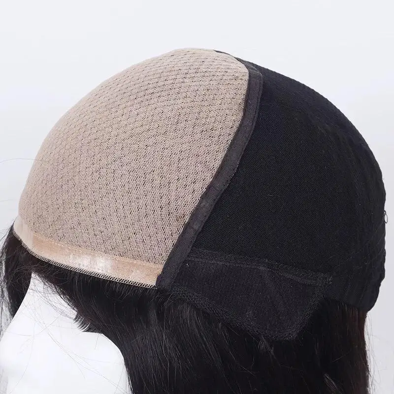 밥 가발 인모 실크 베이스 가발 투명 실크 탑 PU 엣지 글루리스 가발 블런트 밥 컷 가발 18인치 180% 밀도