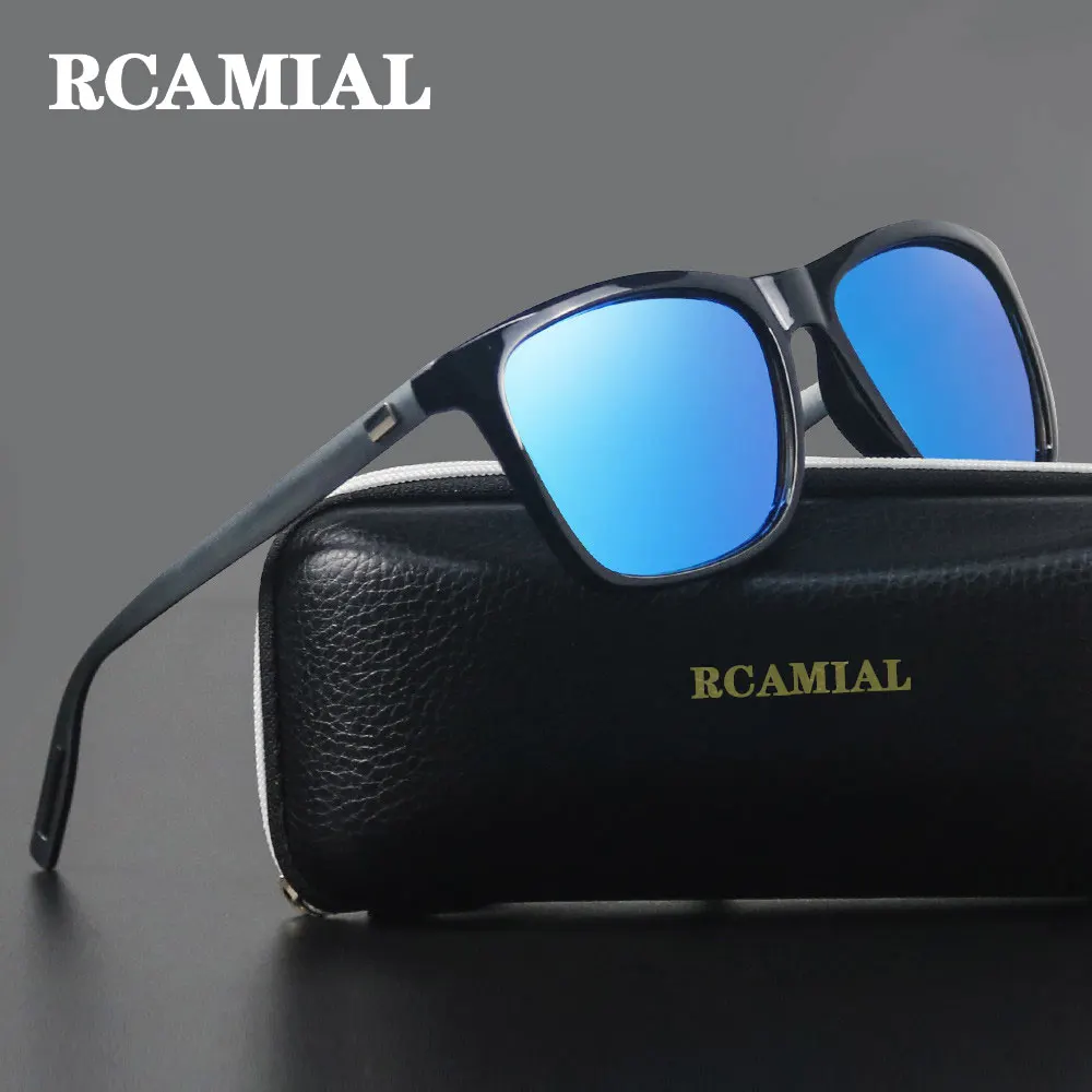 

RCAMIAL Sunglasses Polarized Mirror Lens UV400 Square Aluminium Magnesium Frame Vintage Sun Glasses For Men Women High Quality