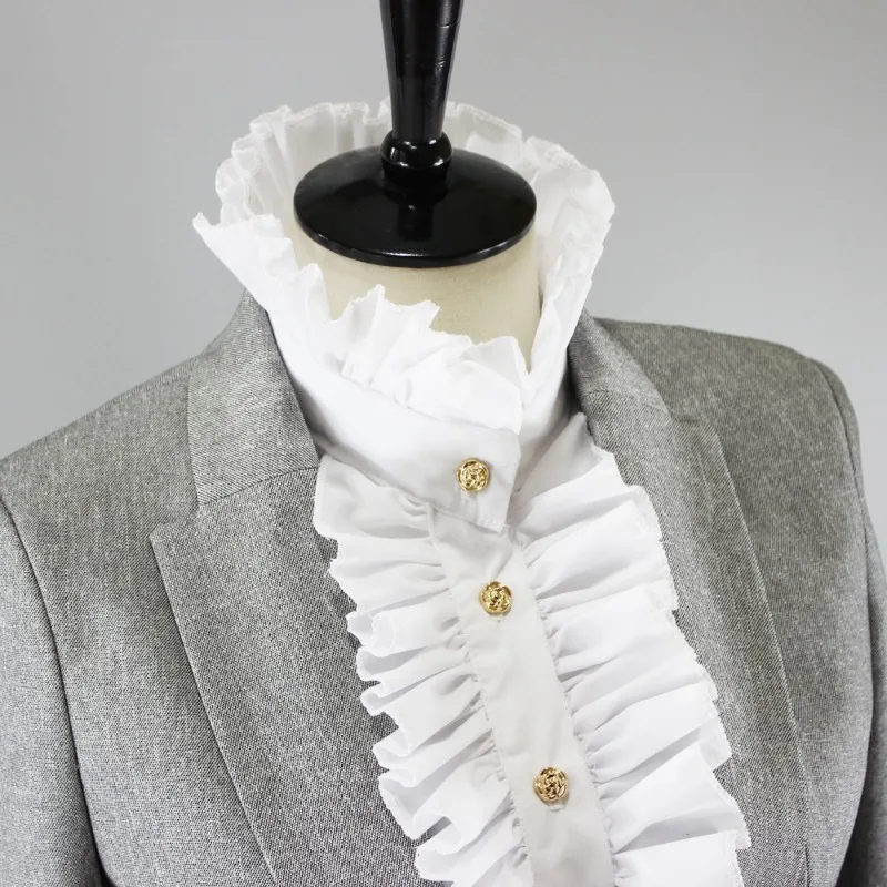 Camicia da donna classica in cotone Chiffon con risvolto camicetta con colletto finto accessori per vesti con colletto falso