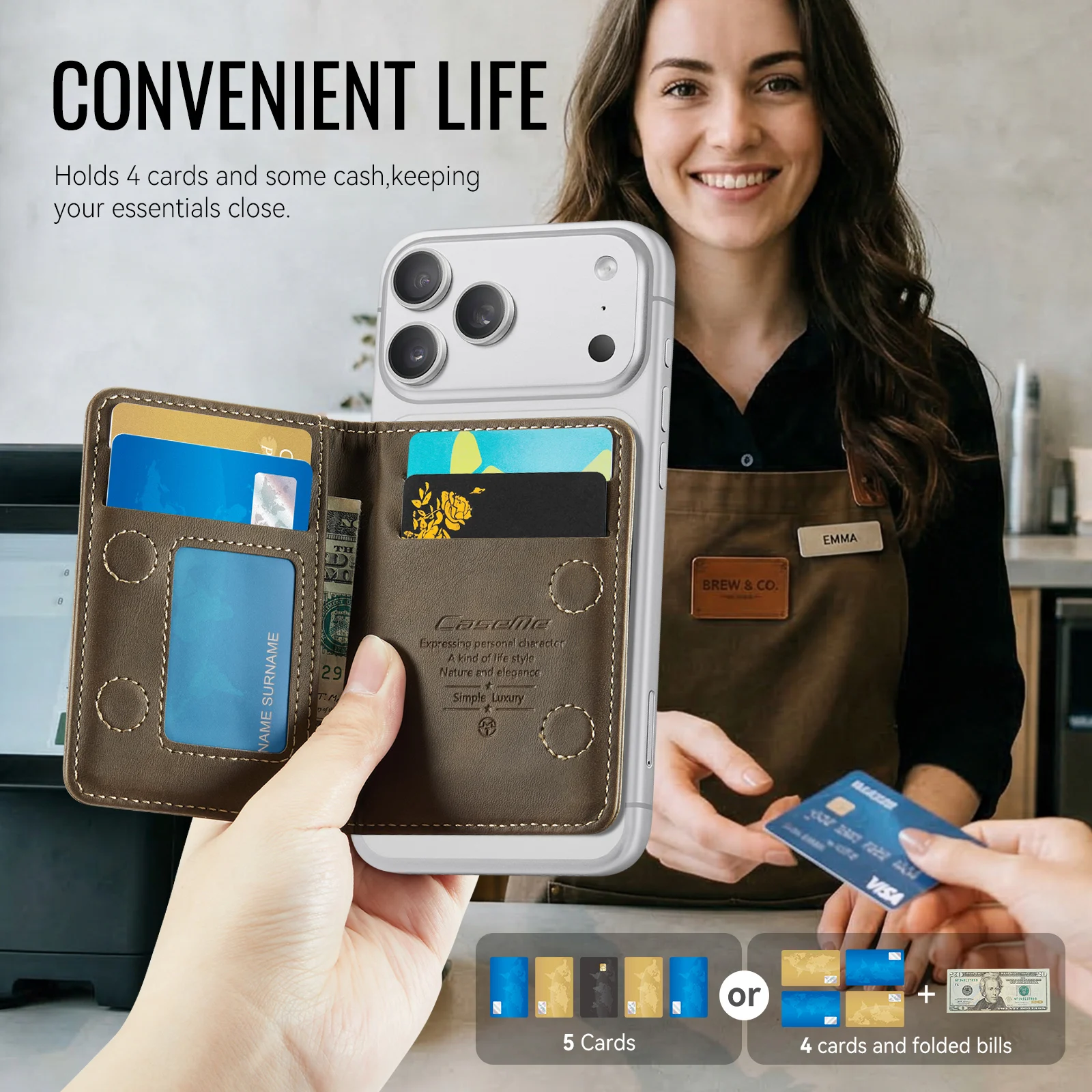 Universal Magnetic Card Holder Wallet with Skin Feel Finish