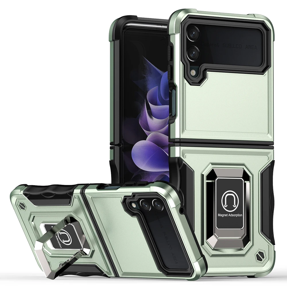 Shockproof TPU Bumper Cover Ring Stand Coque for Samsung Galaxy Z Flip3 Zflip Flip 3 Zflip3 5G 6.7 Case Fundas Protective Shell galaxy z flip3 5g case