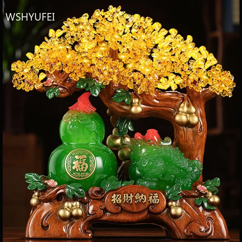 

Golden Resin Feng Shui Ornaments Living Room Wine Cabinet Lucky Fortune Decoration Shop Opening Decor Gifts Home Accessories