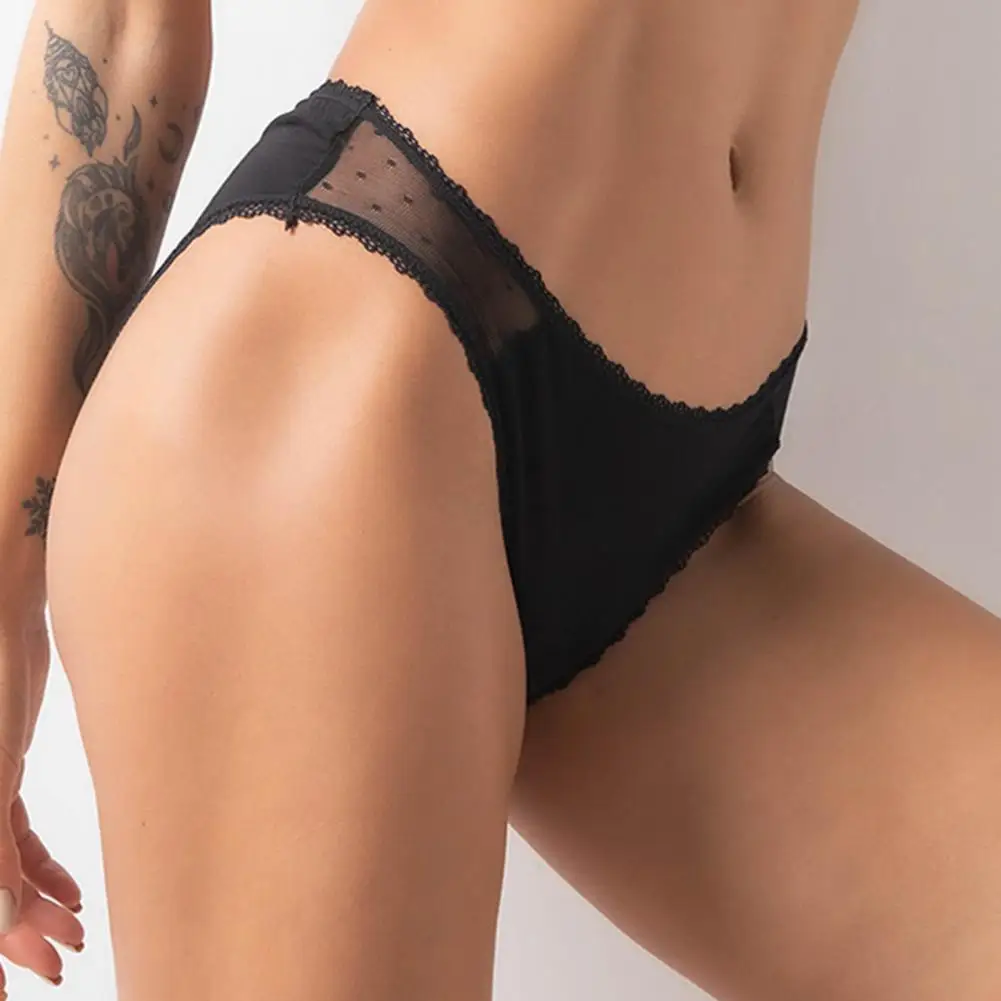 

Mid-Rise High Elastic Solid Color Menstruation Briefs Four Layers Leakproof Physiological Period Lace Stitching Panties Lingerie