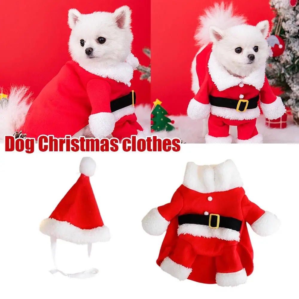 Christmas Costume For Dog Clothes Santa Claus Outfit Pet Dress Up Jumpsuit Cosplay Clothes Cute Festival Winter Dog Clothes view 5