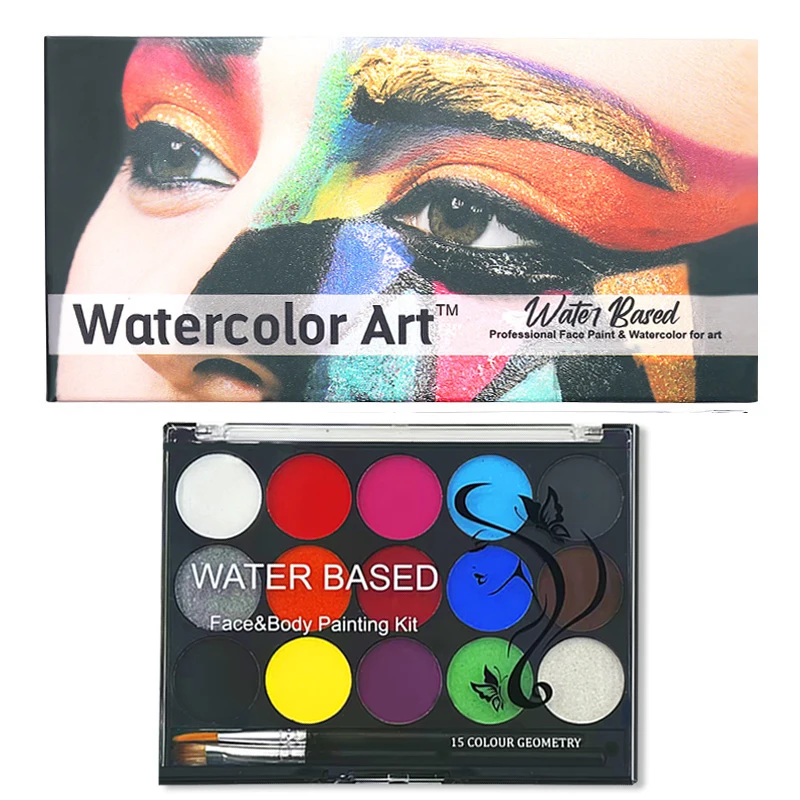 15 Color Face Painting Kit Body Makeup Non Toxic Water Paint Oil with Brush for Christmas Halloween Fancy Carnival Vibrant Party 4
