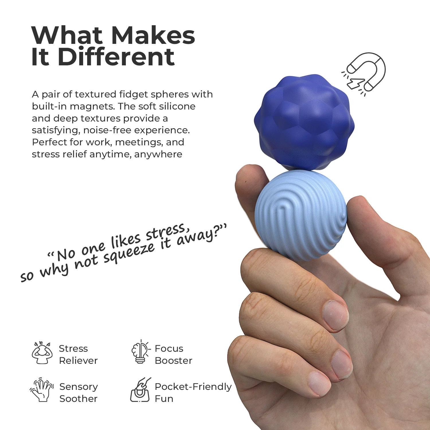 Silicone Magnetic Sensory Balls Fidget Toy Anxiety Relief Stress Sensory Toy Kid Adults Fingertip Activity Small Decoration Toy