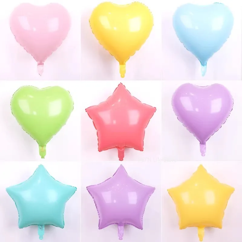 5pcs 18inch candy color star balloons heart-shaped Foil ballon wedding party decoration Birthday floating bal Thicken Ballons