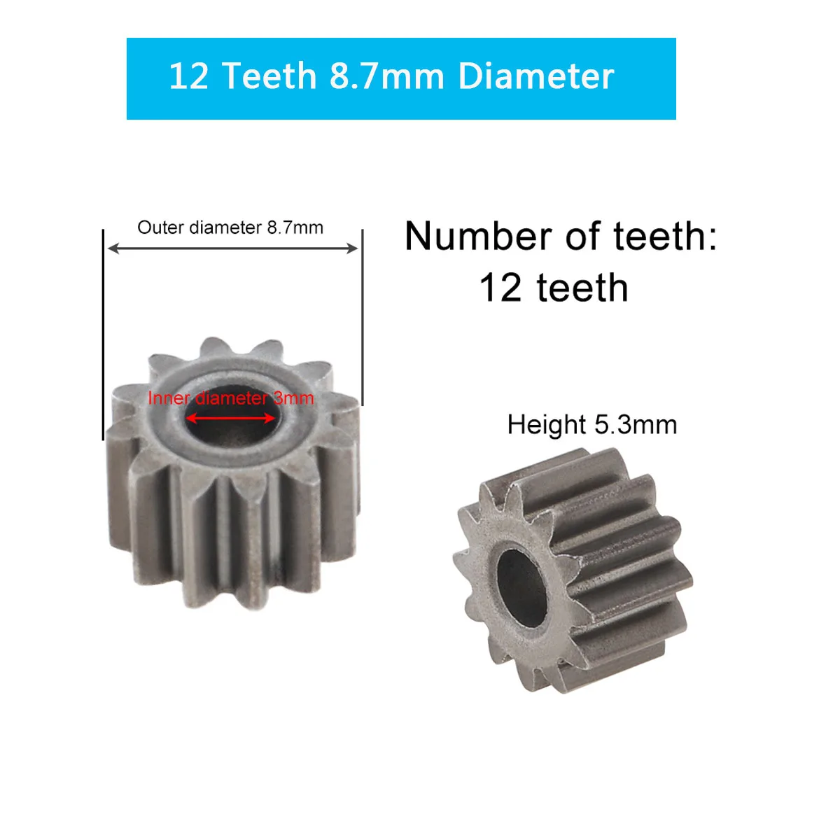 Motor Gear 9 /11 /12 /13 /14 /15 Teeth Replaceable Motor Gear for RS550 10.8V / 12V / 14.4V / 16.8V / 18V / 21V DC Motor