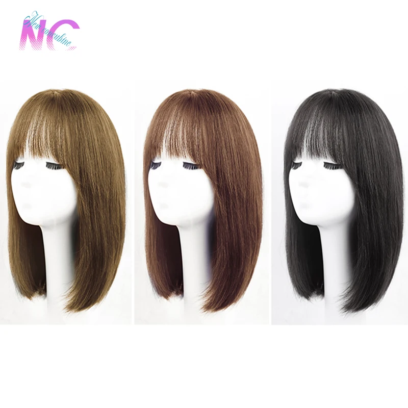 New Concubine Synthetic Collarbone Straight Hair With Bangs Good Quality Synthetic Wigs Princess Natural Hair For Woman