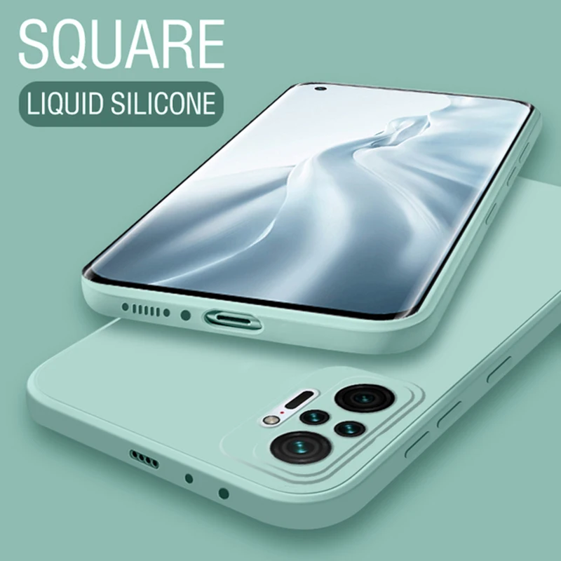 Custodia morbida in silicone liquido quadrato per Xiaomi Redmi Note 10 9 8 7 Pro 9S Redmi K40 K20 9A Mi 11 10 10T Pro Lite 9 SE Poco_voghion.com