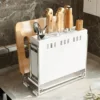 Kitchen Knife Storage Rack,Wall mounter and Punch Free,Stainless-Steel material,Black white 1