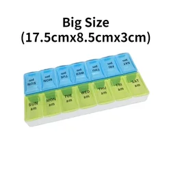 Compact Travel Pill Organizer Box - 7 - Day, 14 - Compartment Medicine and Supplement Storage (NO.18)