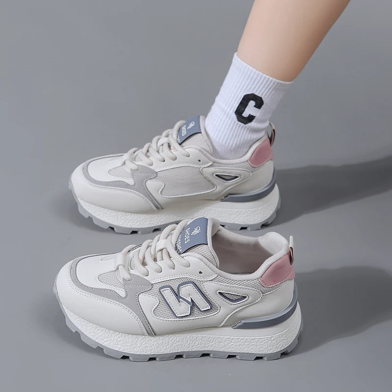 Women's Shoes 2024 Spring and Autumn New Retro Thick-soled Sneakers Versatile Thick-soled Colorful Street Casual Shoes