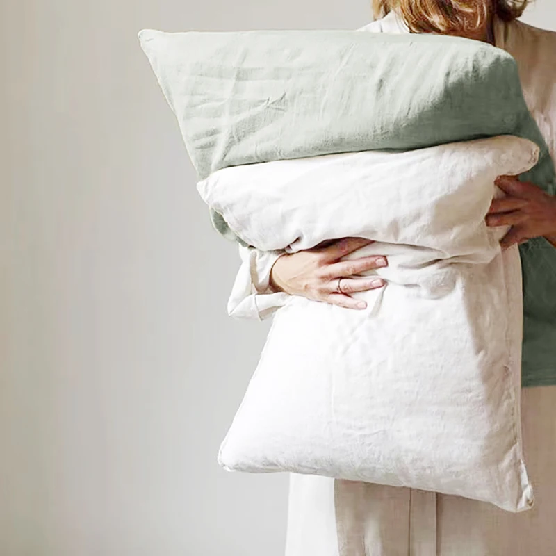 Pure Linen Pillowcase Standard Queen King Euro Sham Custom Envelope Closure Pillow Cover Various