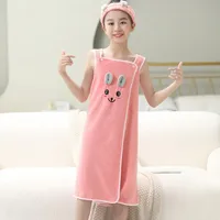 Children's Cute Cartoon Bath Towel Does Not Remove Hair Coral Velvet Absorbent Sling Home Bath Skirt Swimming Bath Towel 1
