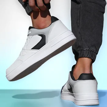 أحذية رياضية بيضاء للرجال إكسسوارات مفصلة أحذية مشي عالية الجودة للعمل المدرسي والترفيه أحذية عصرية مريحة ومرنة 2