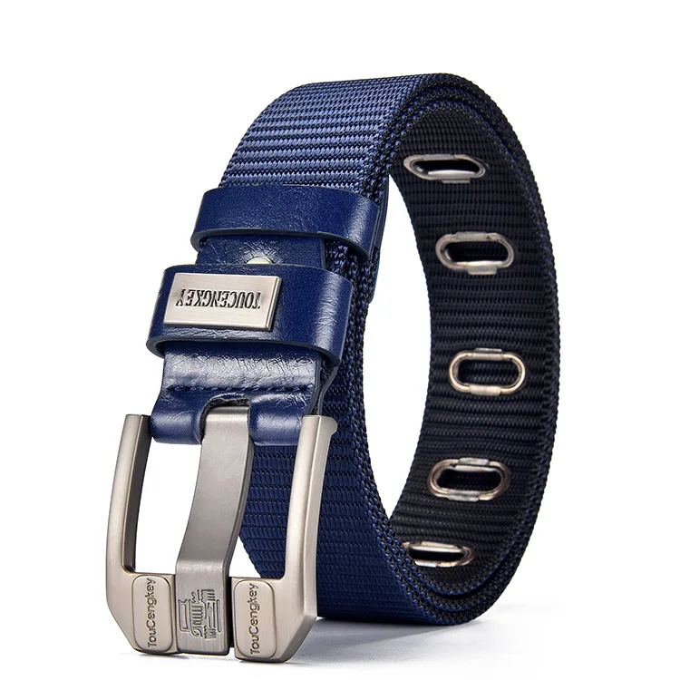 Herren-Gürtel mit Dornschließe, Segeltuchgürtel, modischer Nylongürtel, Jeansgürtel, militärisches Training, verdickter Denim-Gürtel, Trend, Outdoor-Casual – Detail 8