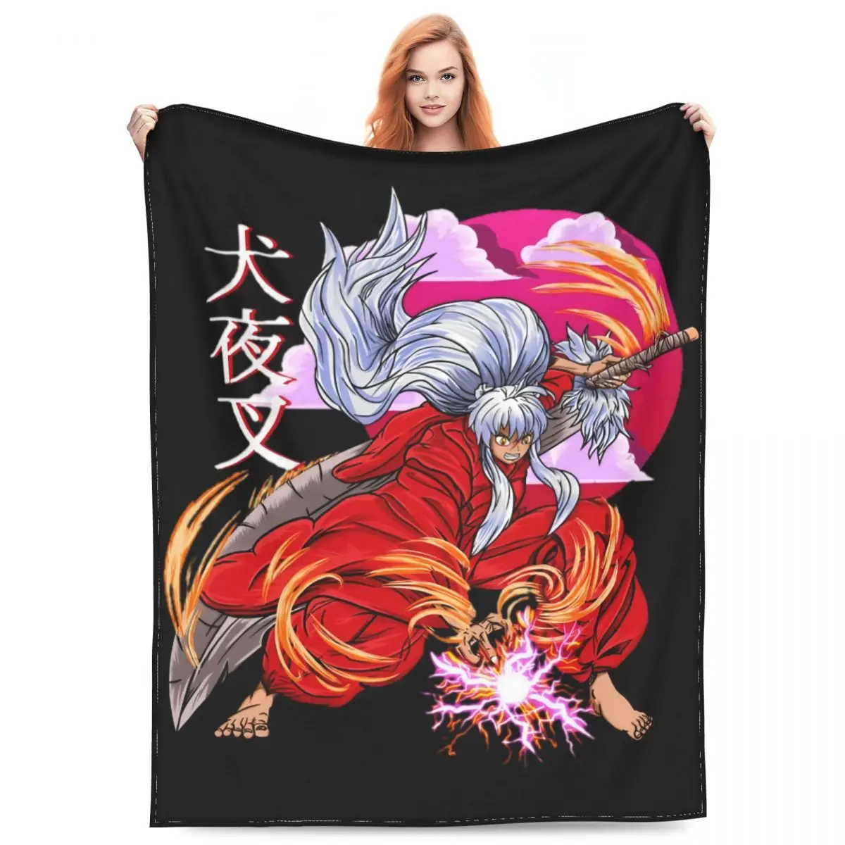 

Inuyasha Japanese Anime Merch Blanket Fleece Bed Adventure Throw Blankets Relax Lightweight for Bedroom Plush Thin Quilt