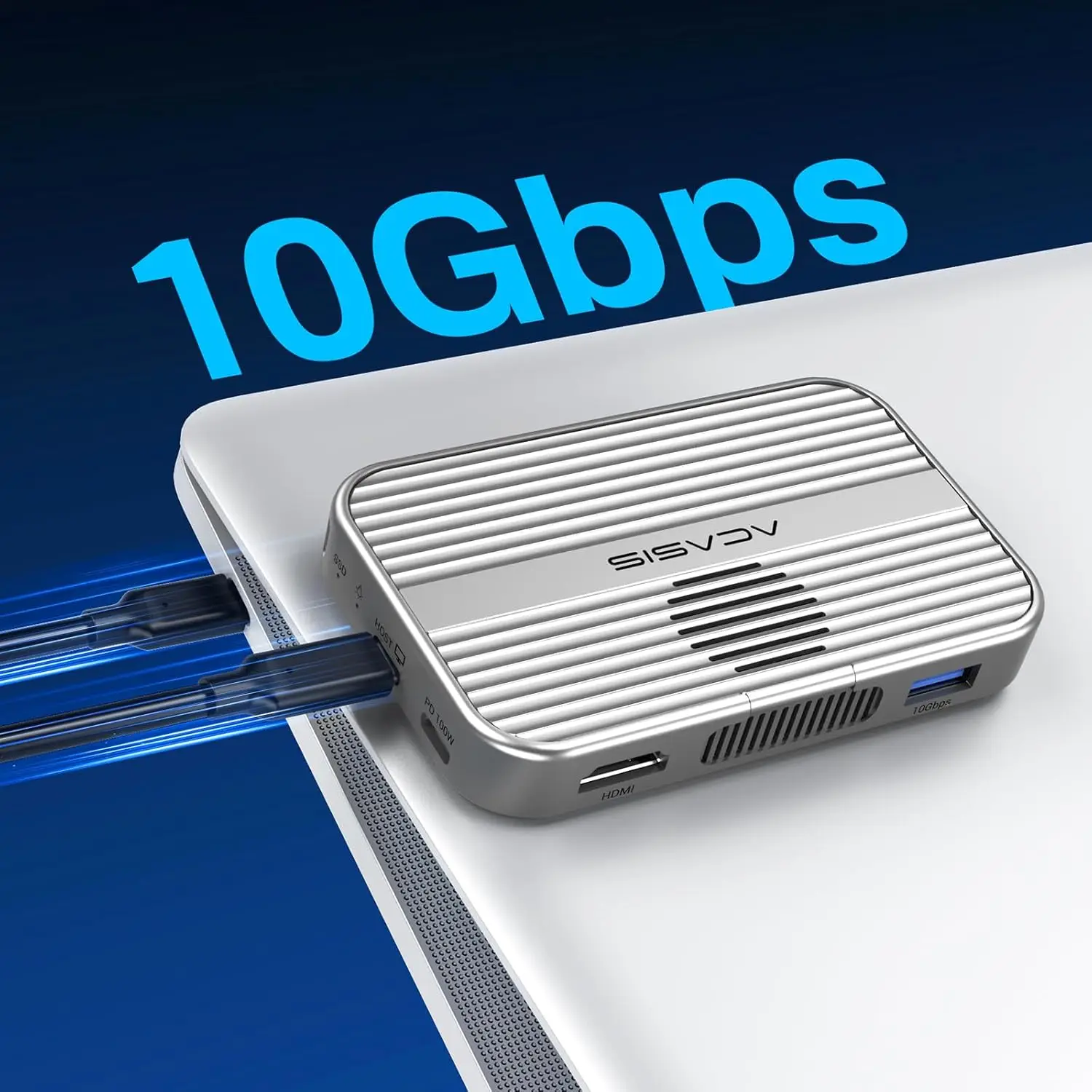 Magnetic USB-C Docking Station with M.2 NVMe SSD Enclosure, Cooling Fan, 4K HDMI, and 100W PD Support