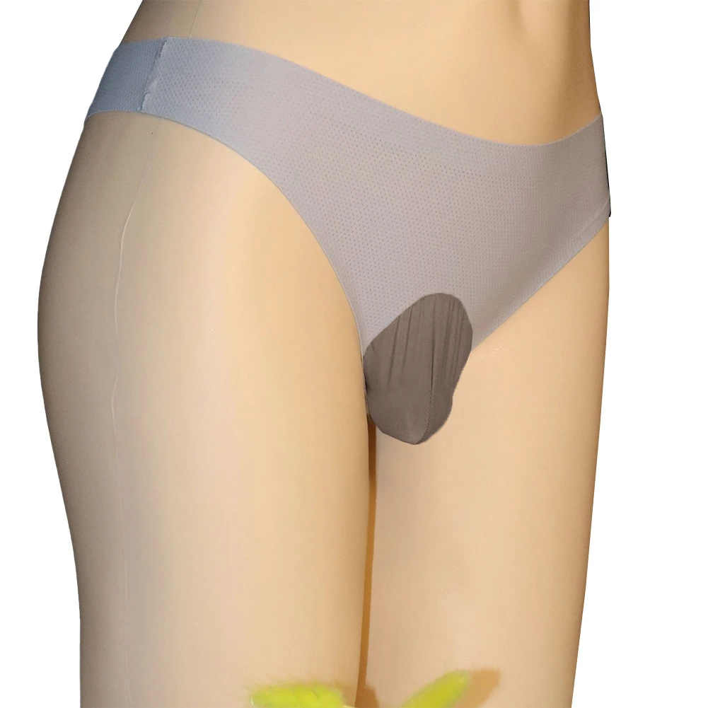 

Men Seamless Briefs Sissy Mesh G-string Bugle Pouch Pants Patchwork Thin Thong Bikini Low Waist Underwear T Back Breath Panties