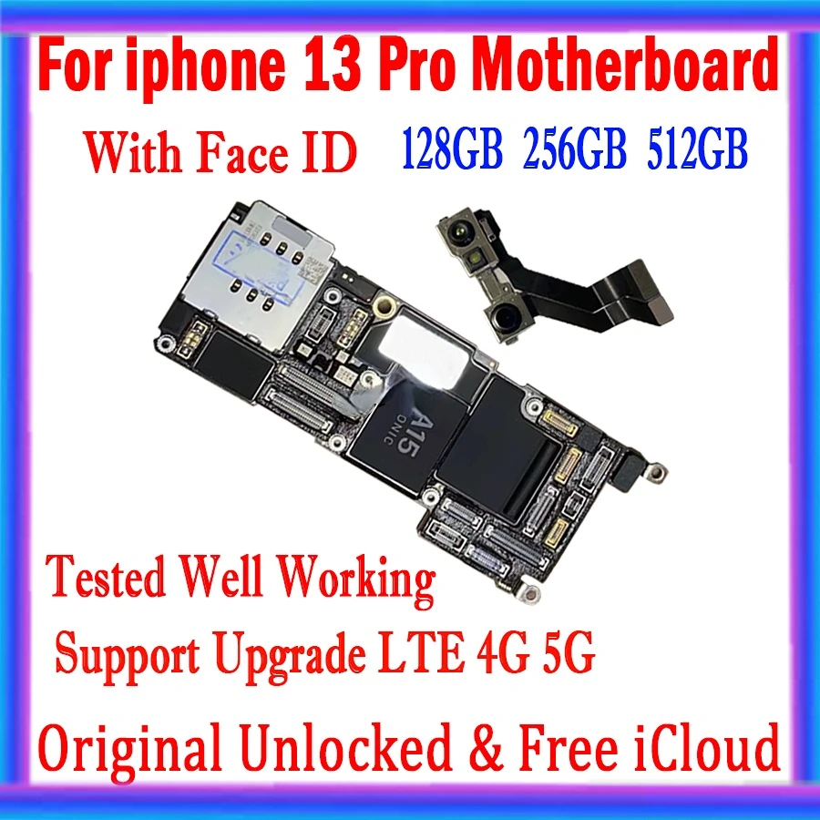 Carte Mere Originale Débloquee Pour Iphone 13 Pro, 128/256 Go, Avec Face Id, Avec Icloud Libre, Circuito Imprimé Compatibile 4/5G