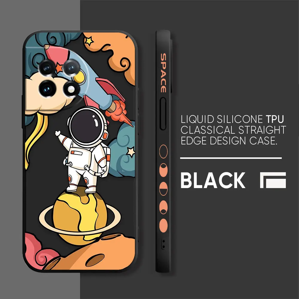 thumbnail image 1 of Case For Oneplus 5 6 9 9R 8 8T 7 7T A3 2 2V NORD 3 2 Lite Pro Simple Liquid Silicone Case Cute Cartoon Spaceman Astronaut, 1 of 5