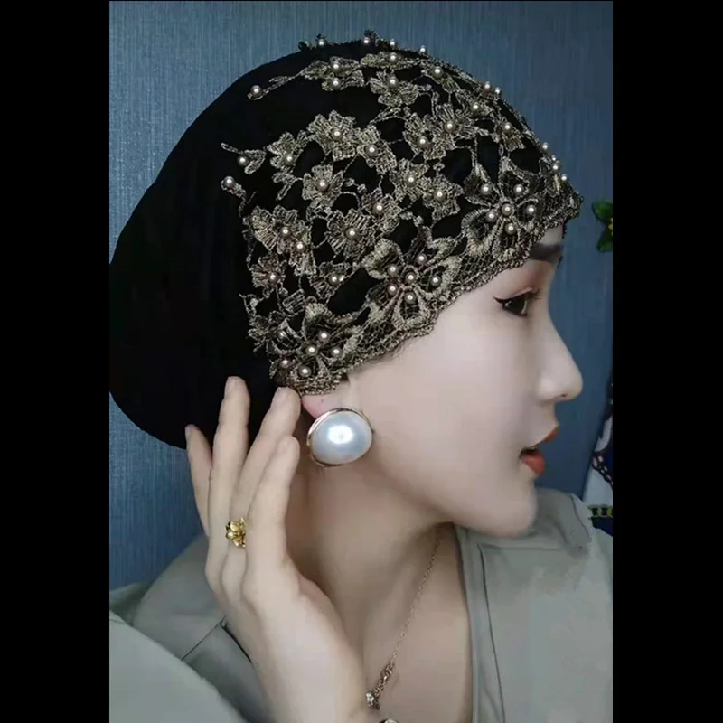 

Hats for women with headscarves, Muslim women, autumn and winter styles, new headscarves for mothers, thickened beaded