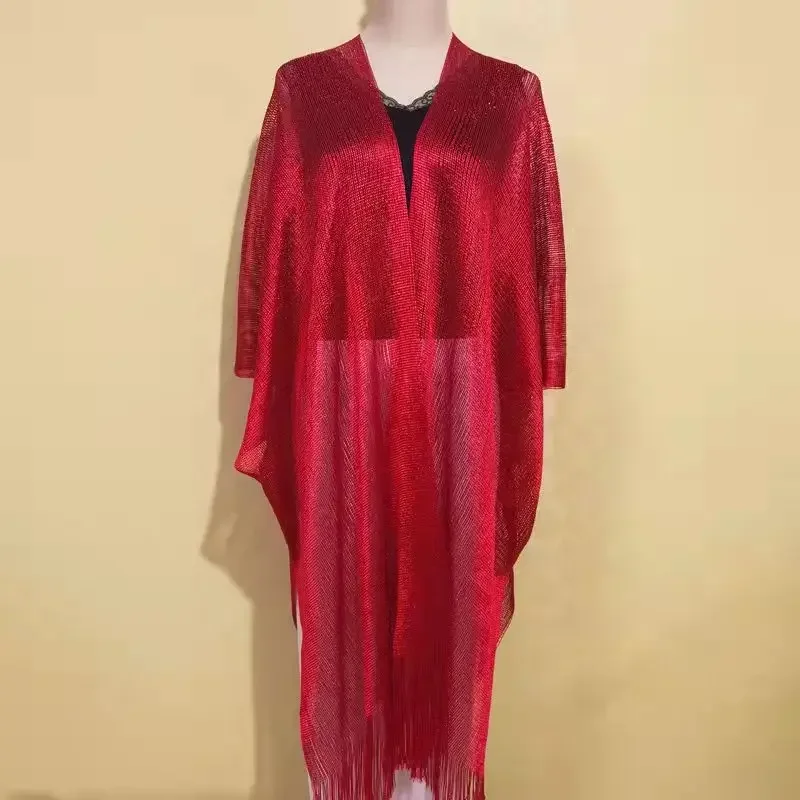 Sexy Women Beach Cover Up Fringe Tassel Mesh Sheer Shiny Knitted Tunic Cover-ups Beach Dress Beach Wear Beachwear Female