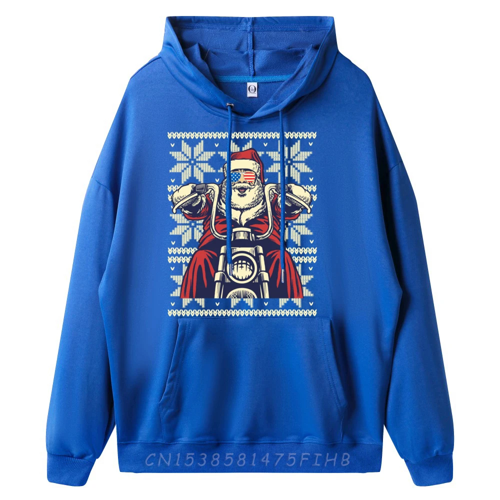 Street SANTA ON MOTORCYCLE Funny Ugly Print long Sleeve Autumn Hoodies Latest Round Neck Hoodies Mens Hoodies  SANTA ON MOTORCYCLE Funny Ugly Christmas Men Women cailan