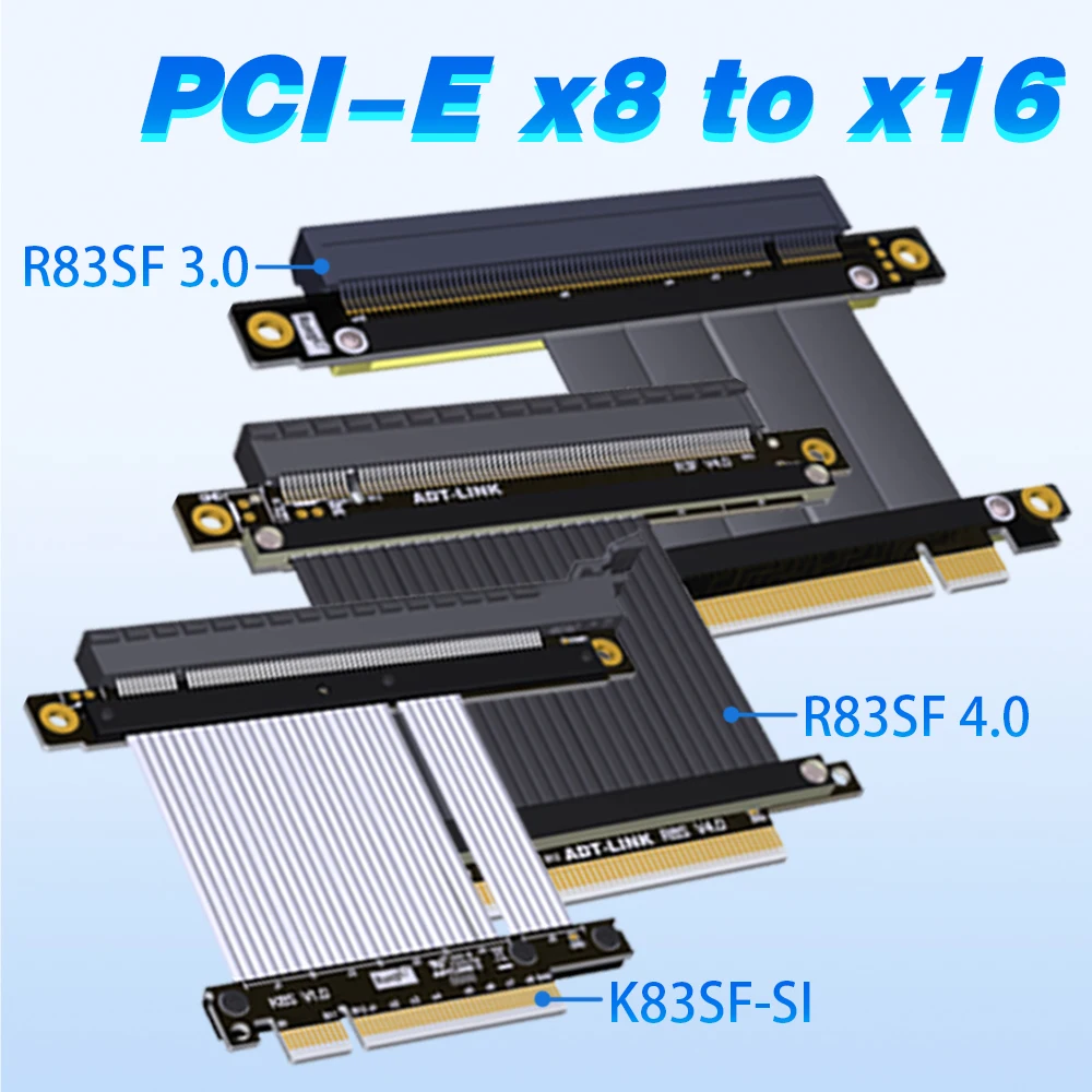 

ADT Brand PCI-Express 4.0 x8 Extension Cable Adapter x16 PCIe Riser 1U2U 8x to 16x RTX3060 A/N Graphics Card ETH Mining Extender