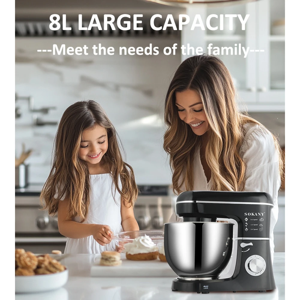 Description Picture 3 of itemElectric Stand Mixer, 8L Large Capacity, Easy To Mix, Dough Hook, Whisk & Mixer for Baking, Cake & Flour