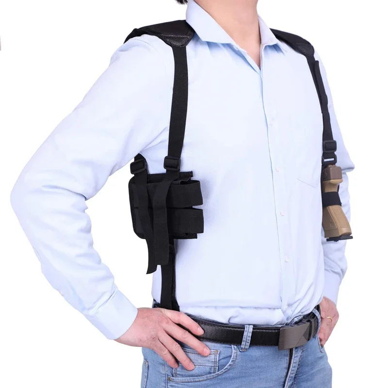 Versatile Concealed Carry Underarm Shoulder Holster with Dual 9mm Pouches